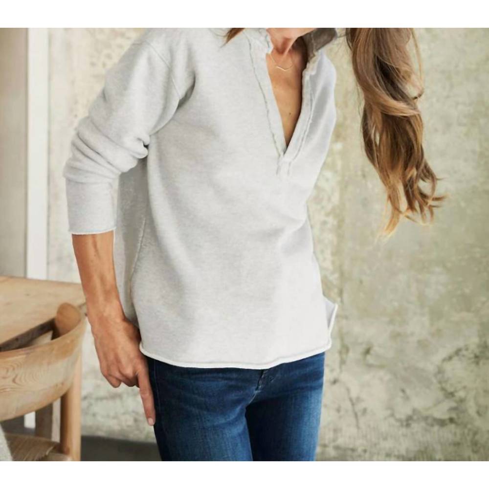 NEW FRANK & EILEEN patrick popover henley top in gray melange
